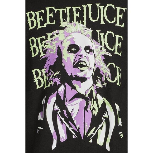Mens BEETLEJUICE Graphic Crewneck T-shirt Black Size XL - Picture 4 of 5